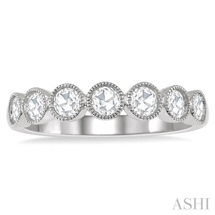 1/2 ct Jointed Discs Rose Cut Diamond Stack Band in 14K White Gold