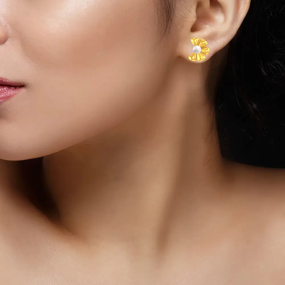 14k Dainty Earrings With Half Floral Design From Online Exclusive