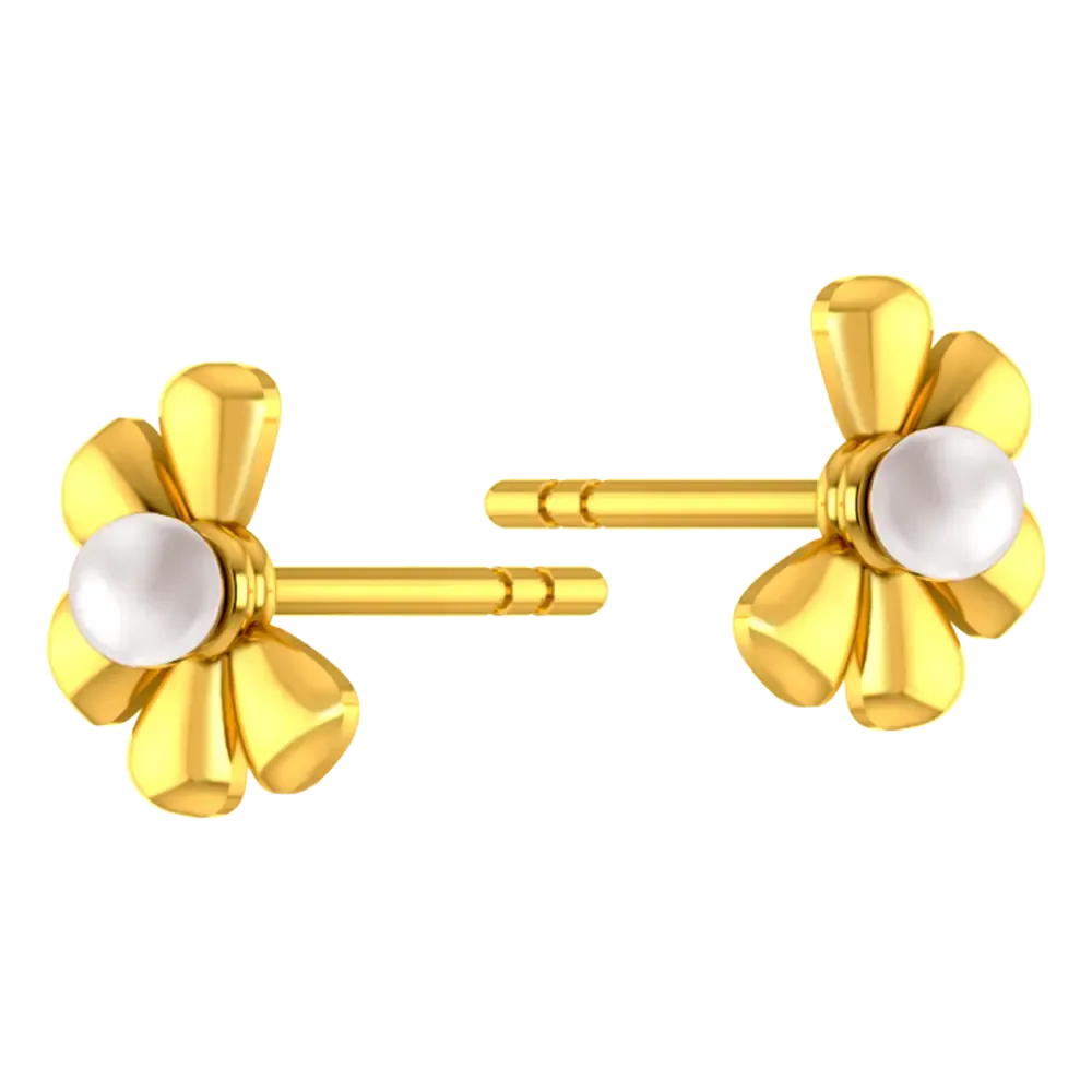 14k Dainty Earrings With Half Floral Design From Online Exclusive