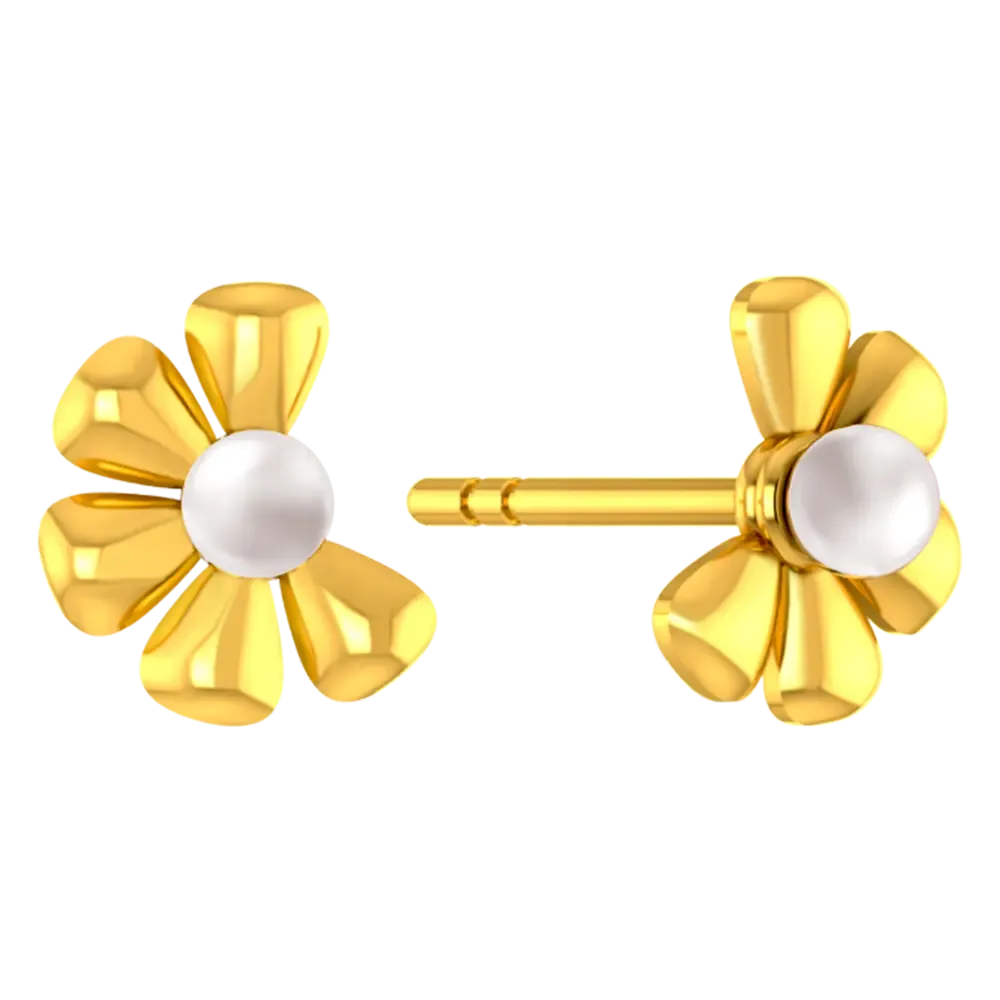 14k Dainty Earrings With Half Floral Design From Online Exclusive