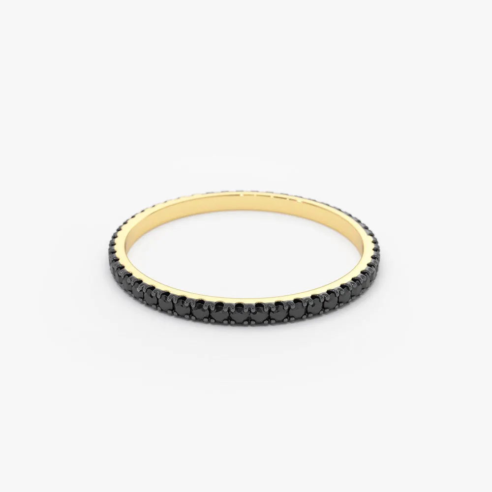 14K Gold Black Diamond Eternity Band