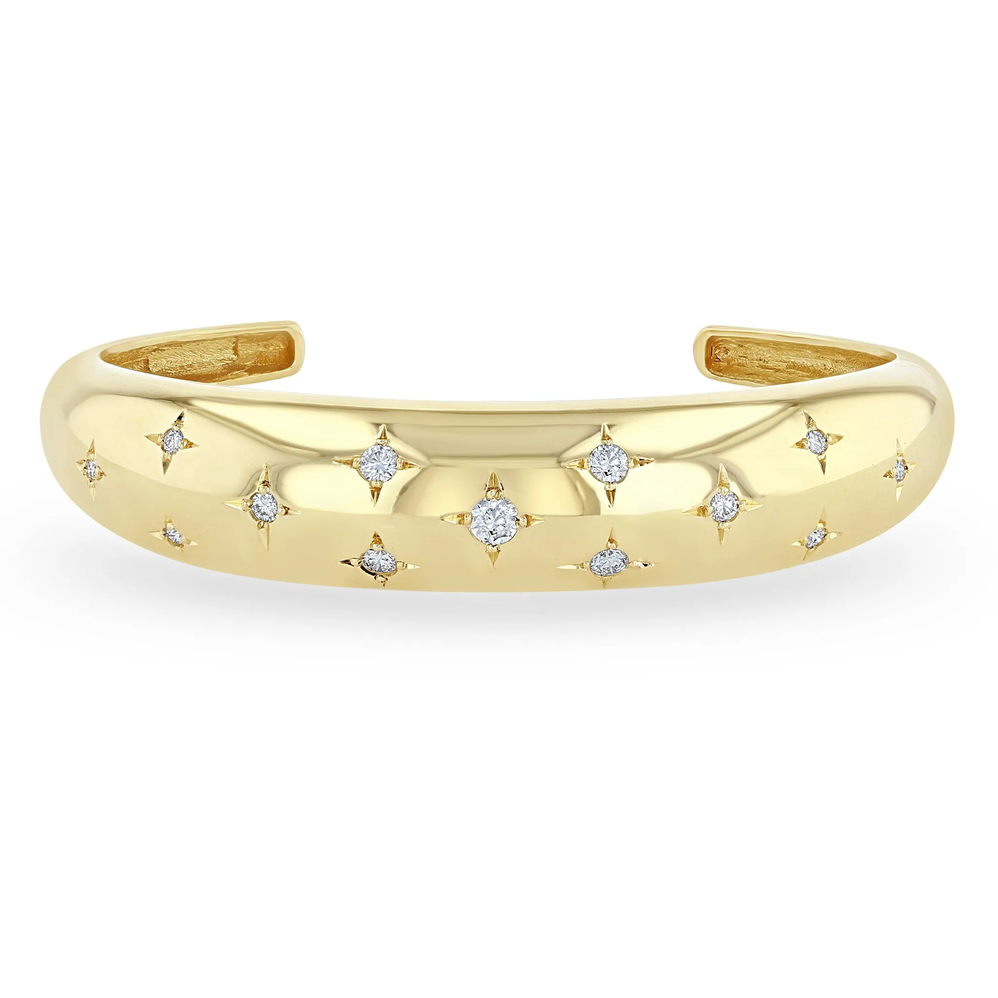 14k Scattered Star Set Diamonds Medium Aura Cuff