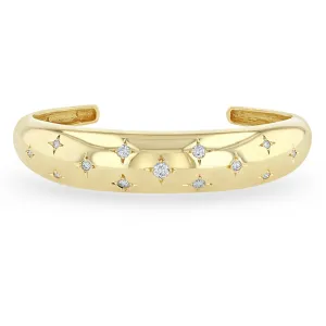 14k Scattered Star Set Diamonds Medium Aura Cuff