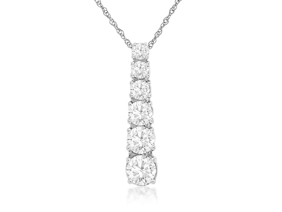 14K White Gold Graduated Diamond Vertical Bar Necklace