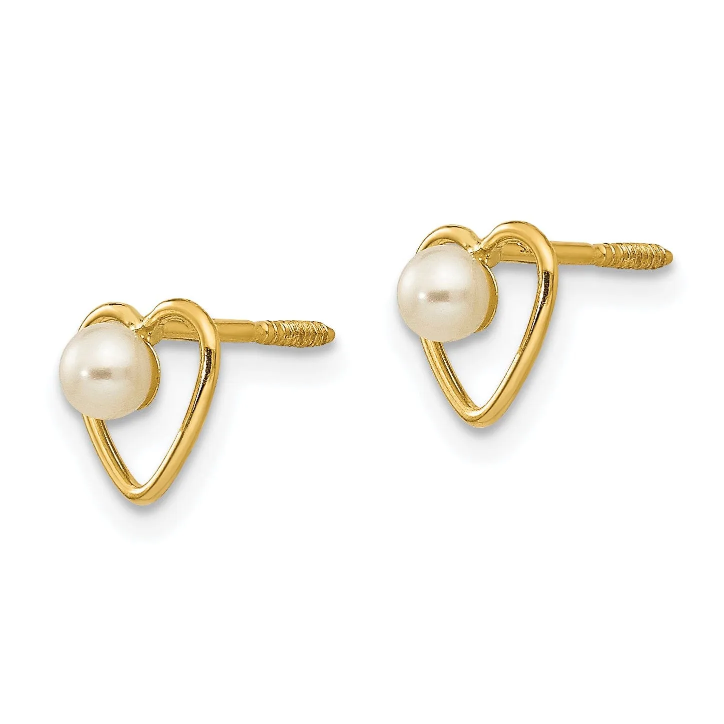 14k Yellow Gold Madi K Pearl Heart Earrings