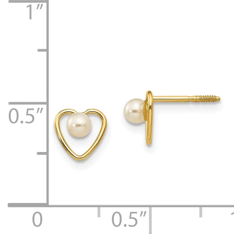 14k Yellow Gold Madi K Pearl Heart Earrings