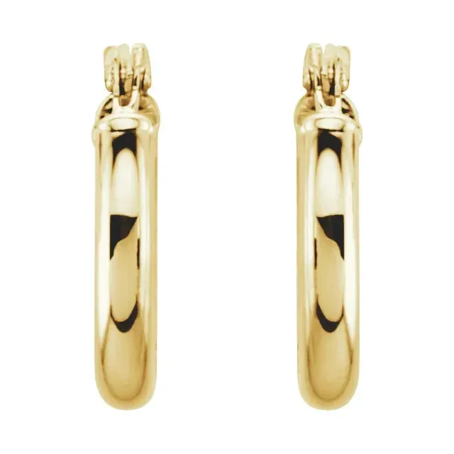 14K Yellow Tube 13 mm Hoop Earrings