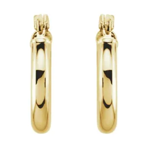 14K Yellow Tube 13 mm Hoop Earrings