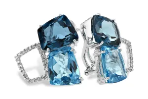 14KT Geometric Unique Blue Topaz Earrings