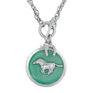 1928 Jewelry&reg; Silver-Tone Turquoise Color Enamel Horse Pendant Toggle Necklace 18"