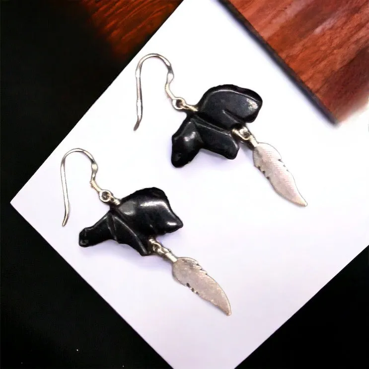 2 OLDTRIBES™ Silver Sterling Black Earrings