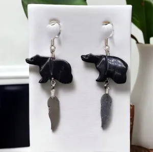 2 OLDTRIBES™ Silver Sterling Black Earrings