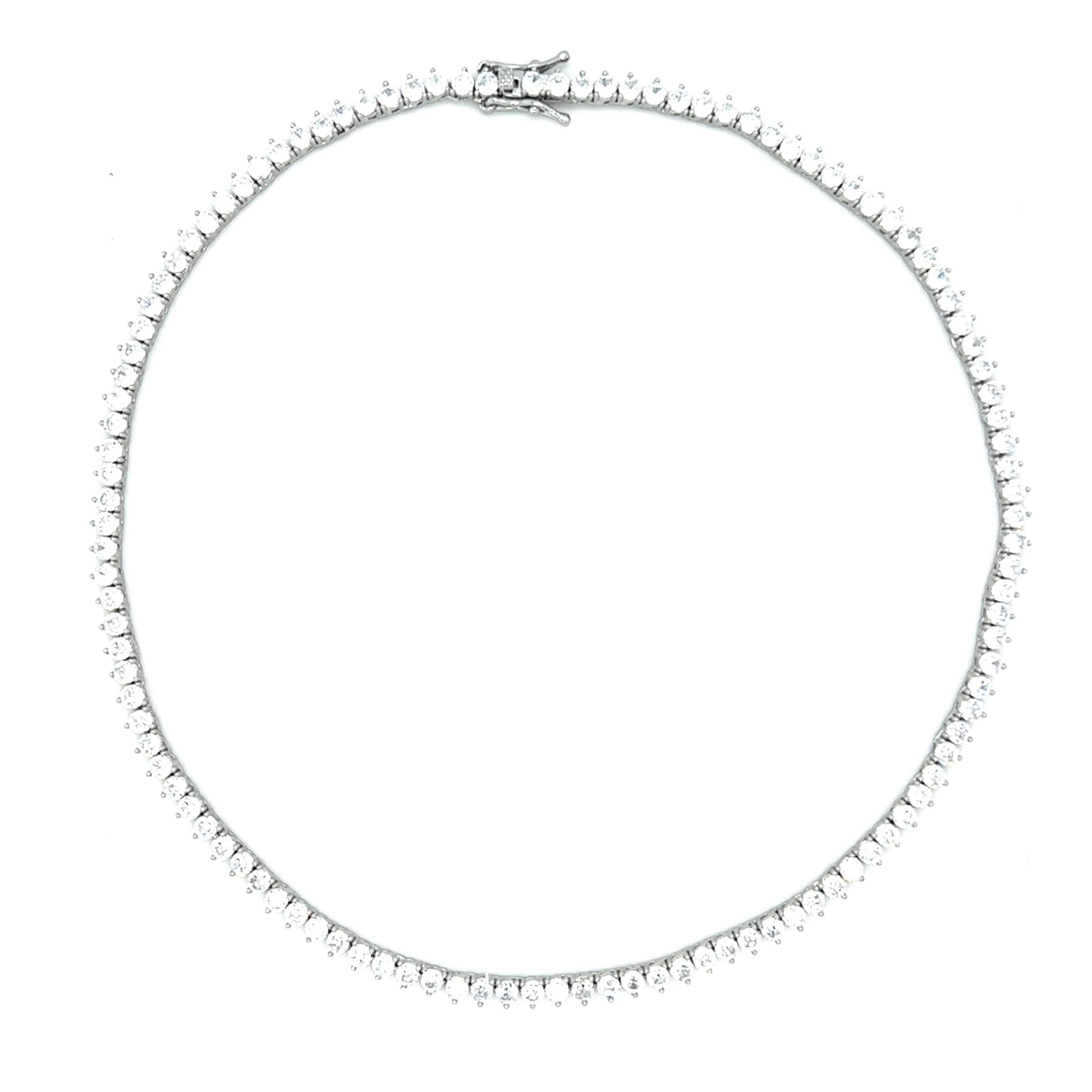 2mm Ibiza Diamond CZ's 3 Prong Tennis Necklace