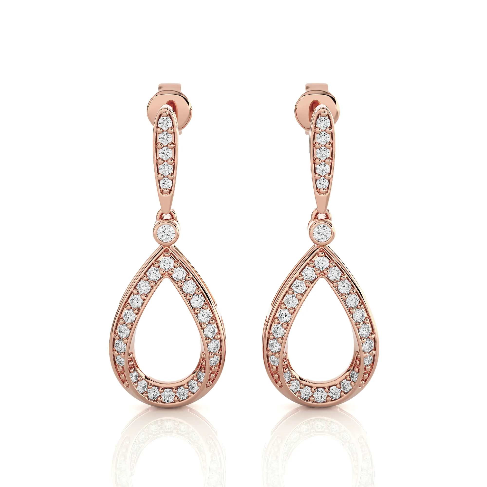 3/8 ctw Round Lab Grown Diamond Drop Earrings