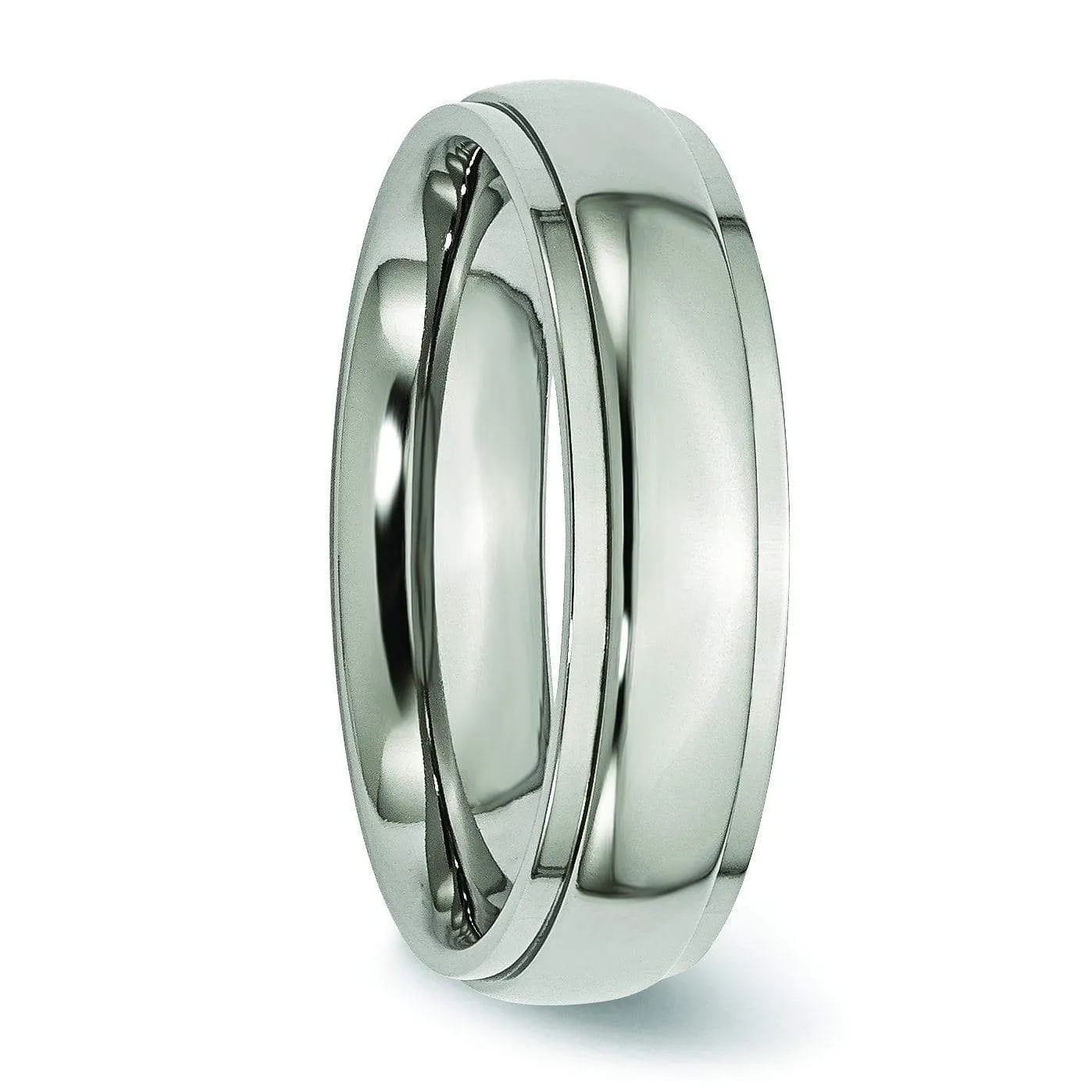 6mm Step Down Titanium Ring High Polish Finish