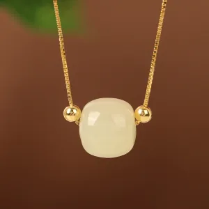 925 Silver Hetian Jade Necklace Short Chic Temperament