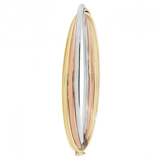 9ct Tri-Color Gold Hinged Bangle BN402