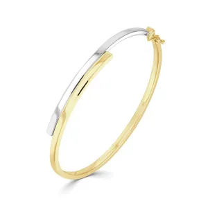 9K 2 Colour Gold Cross Over Bangle