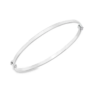 9K White Gold Plain Flat Bangle