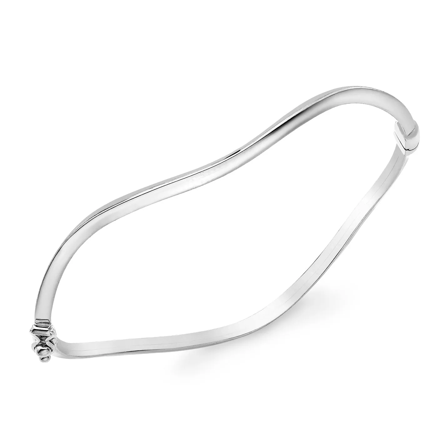 9K White Gold Wave Bangle