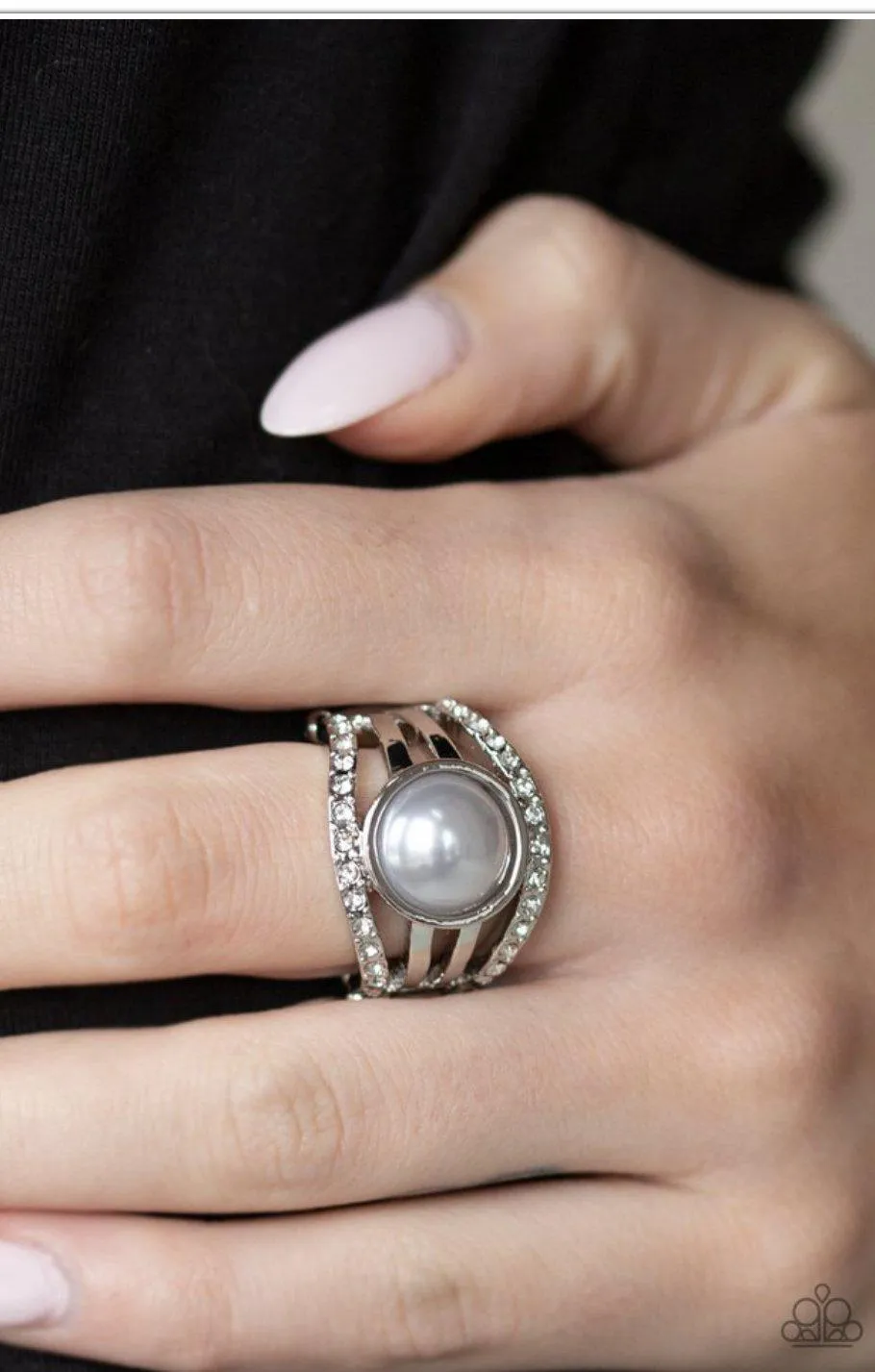 A Big Break Silver Pearl Ring - Paparazzi Accessories