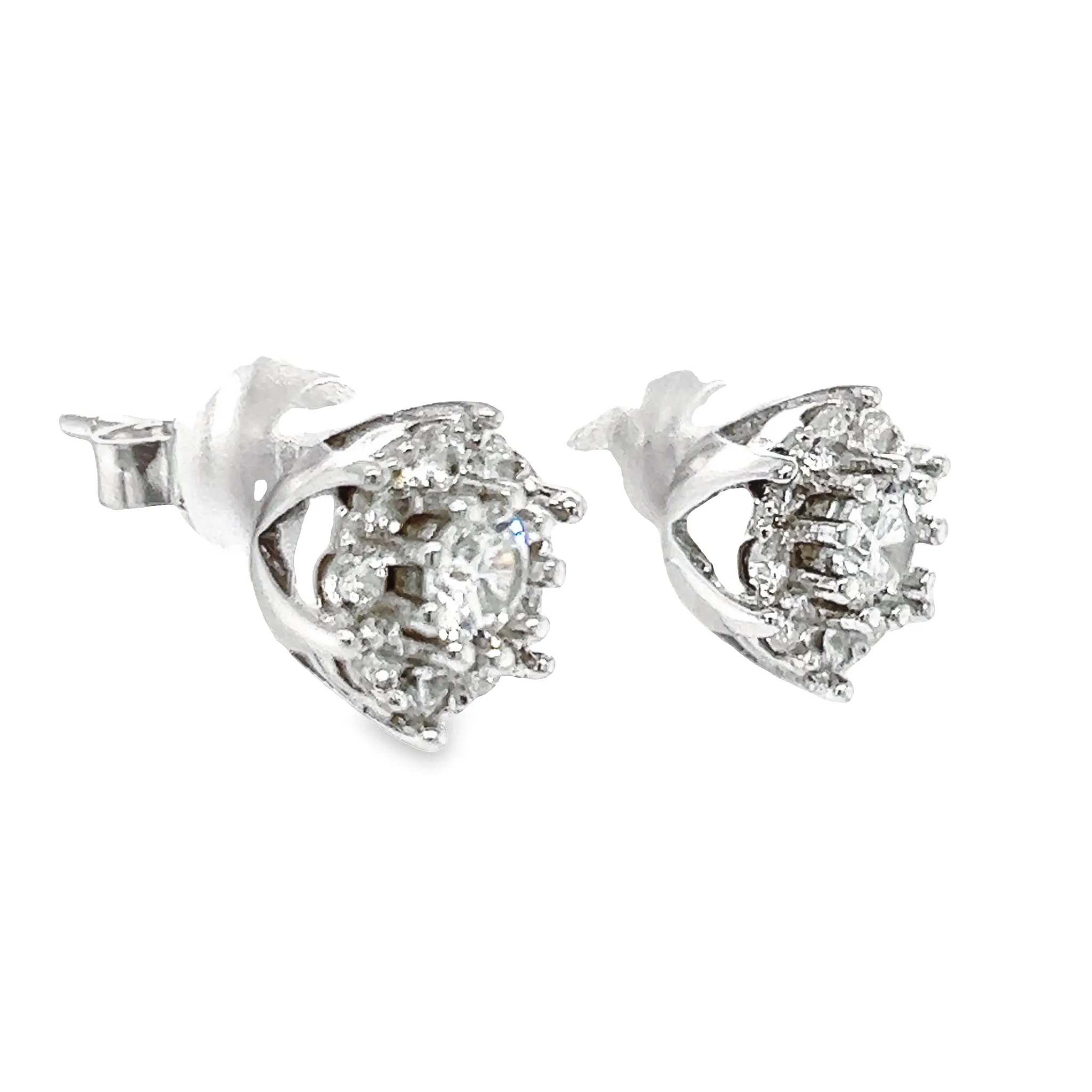 A763 CZ Stone Flower Post Earrings