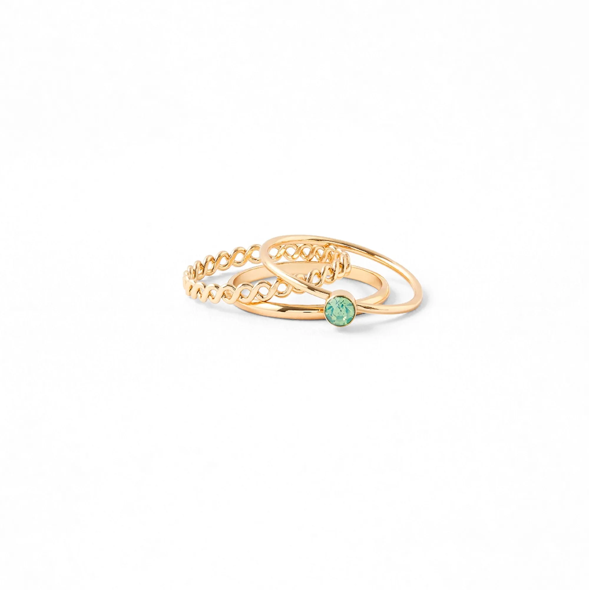 Accessorize London Women's Gold set of 3 Pacific Opal Ring Pack-Medium