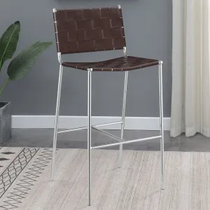 Adelaide Upholstered Bar Stool with Open Back Brown and Chrome