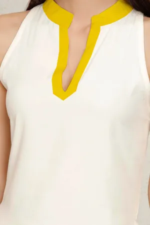 Afreen White Smart  Kurta Sleeveless