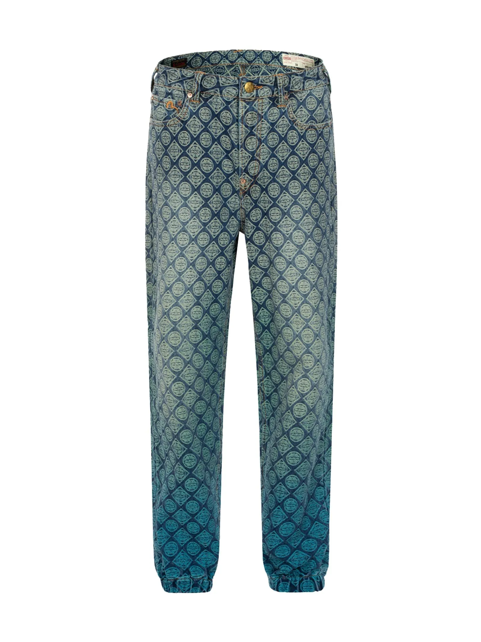 Allover Kamon Jacquard Relax Fit Denim Joggers