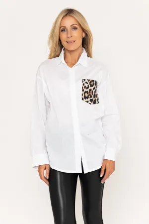 Animal Print Pocket White Shirt