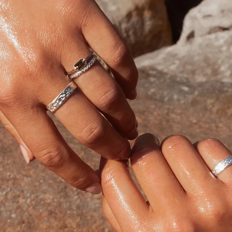 Baguette Ring, Smokey Quartz, Silver