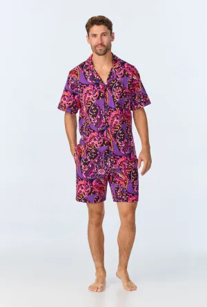 BedHead x Mr. Turk Tangled Paisley Men's Short Sleeve Notch Stretch Jersey Short PJ Set