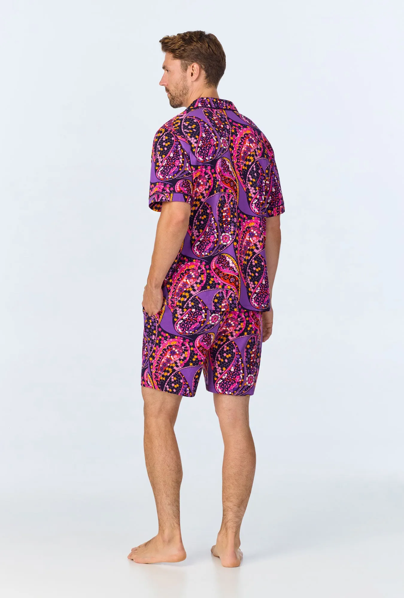 BedHead x Mr. Turk Tangled Paisley Men's Short Sleeve Notch Stretch Jersey Short PJ Set