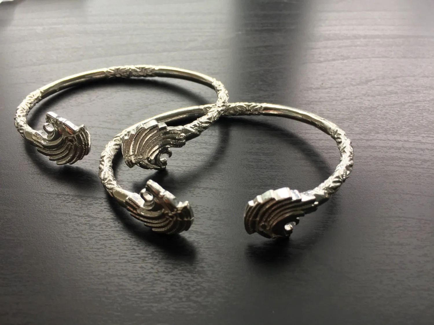 Better Jewelry Lion .925 Sterling Silver West Indian Bangles, 1 pair