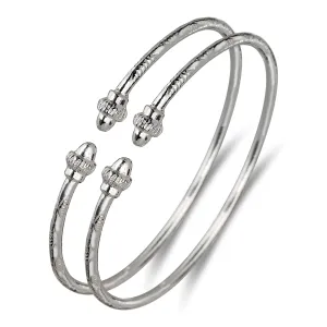 Better Jewelry Ridged Belt .925 Sterling Silver West Indian Bangles, 1 pair