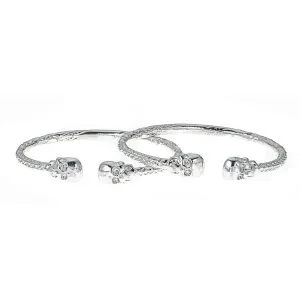 Better Jewelry Thick Skull Ends .925 Sterling Silver West Indian Bangles, 1 pair