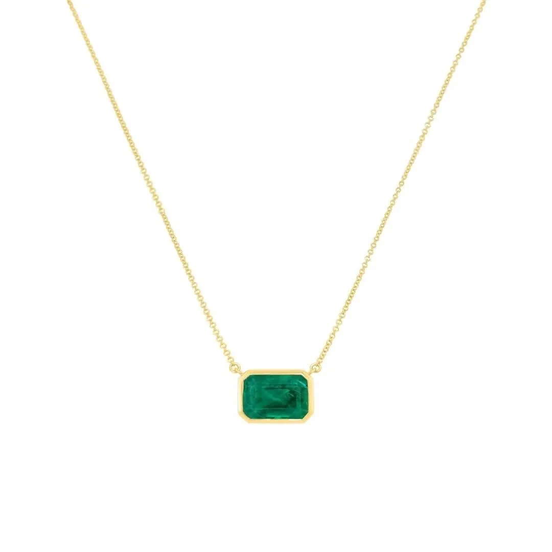 Bezel Set Emerald Necklace