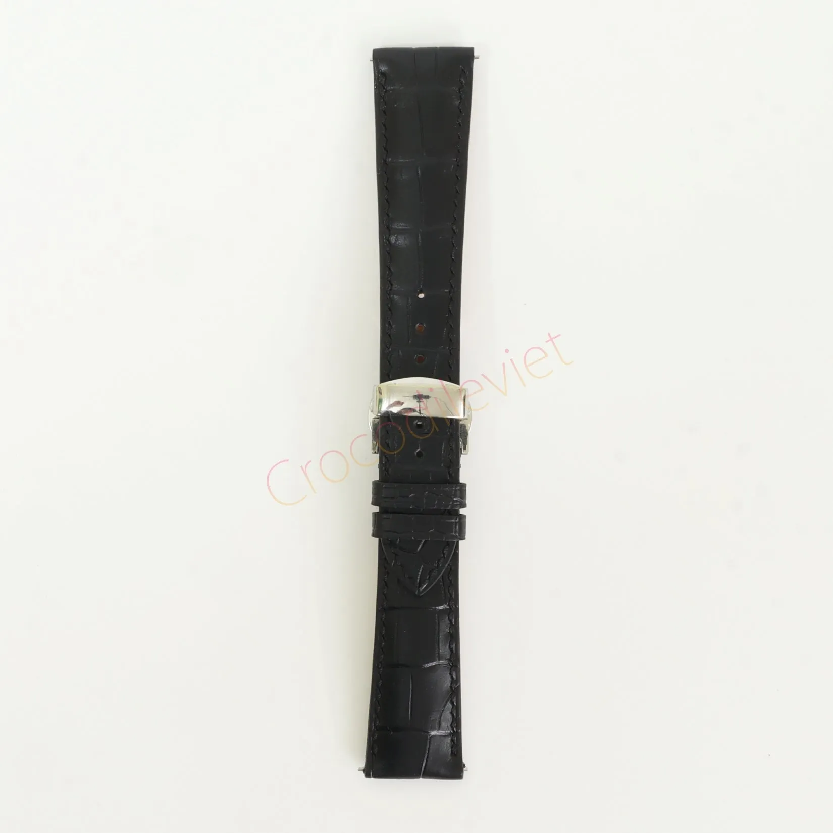 Black Genuine Alligator Leather Watch Straps With Deployant Clasp, Leather Watch Bands Quick Release Pins, Handmade Leather Watch Strap