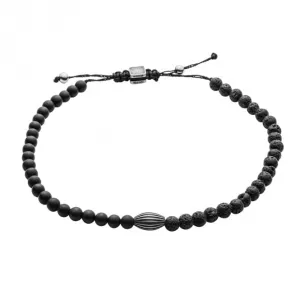 Black Onyx Lava Cord Bracelet B5439B