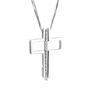 Bliss Diamond Cross White Gold Necklace