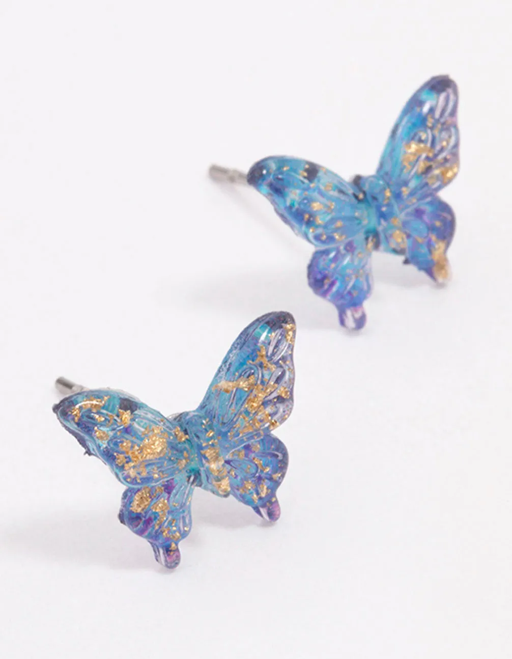 Blue Ombre Butterfly Stud Earrings