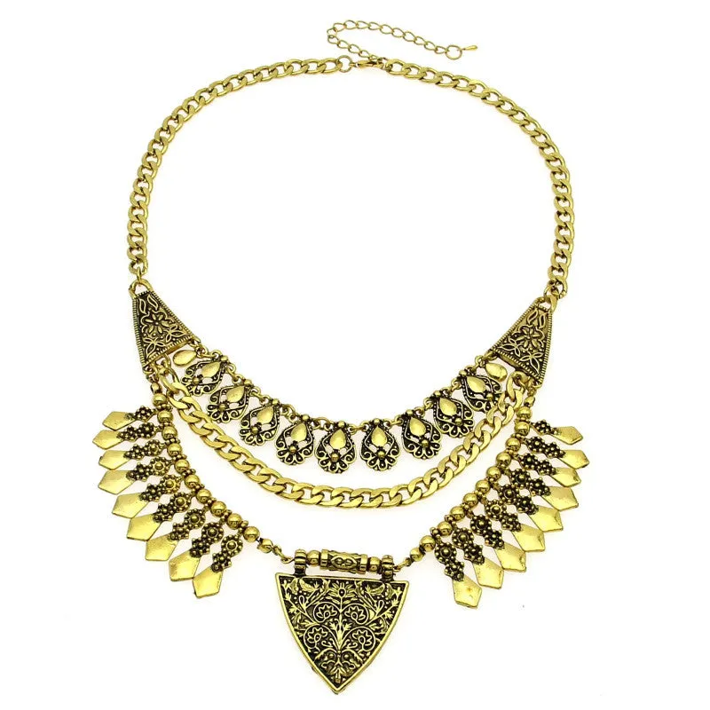 Bohemia Chic Design Fashion Necklaces For Women Vintage Carving Alloy Choker Statement Necklaces & Pendants Collares