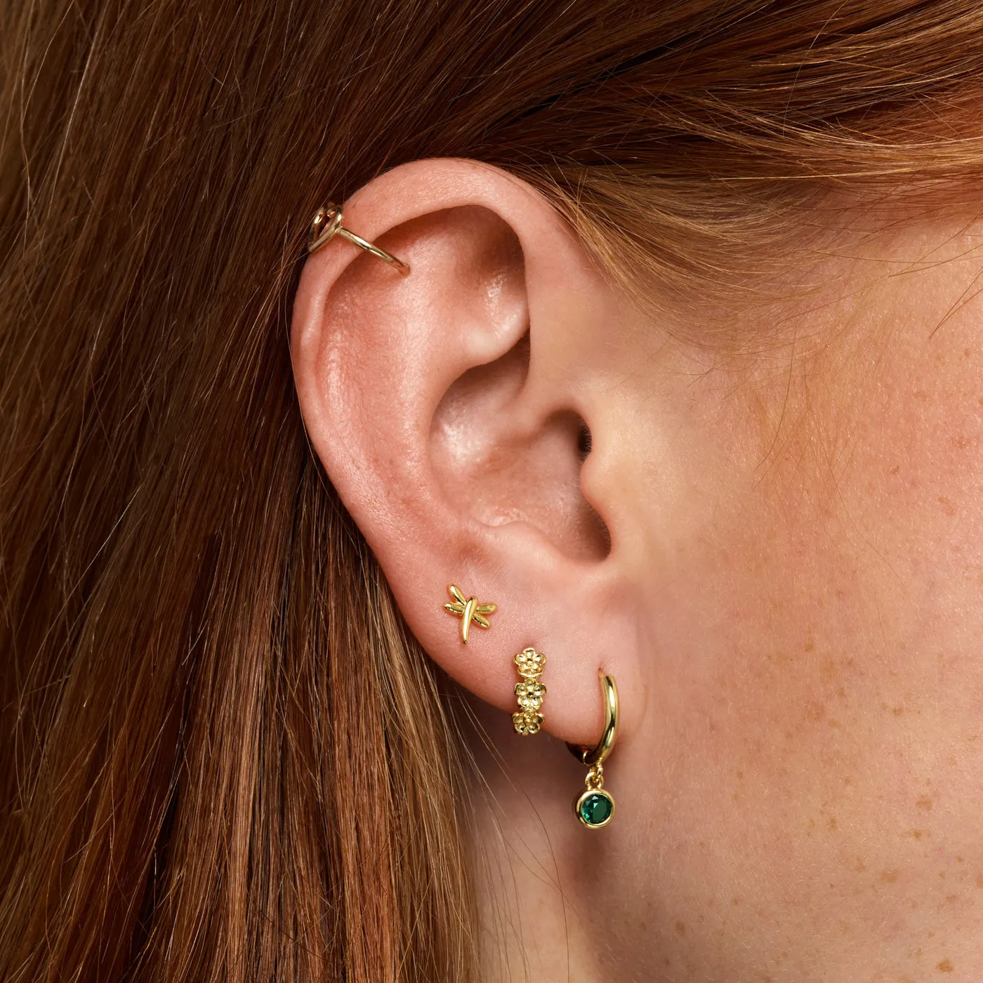 Brave - Green Crystal Hoop Earrings