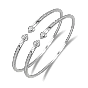 Bulb Ends .925 Sterling Silver West Indian Bangles, 1 pair