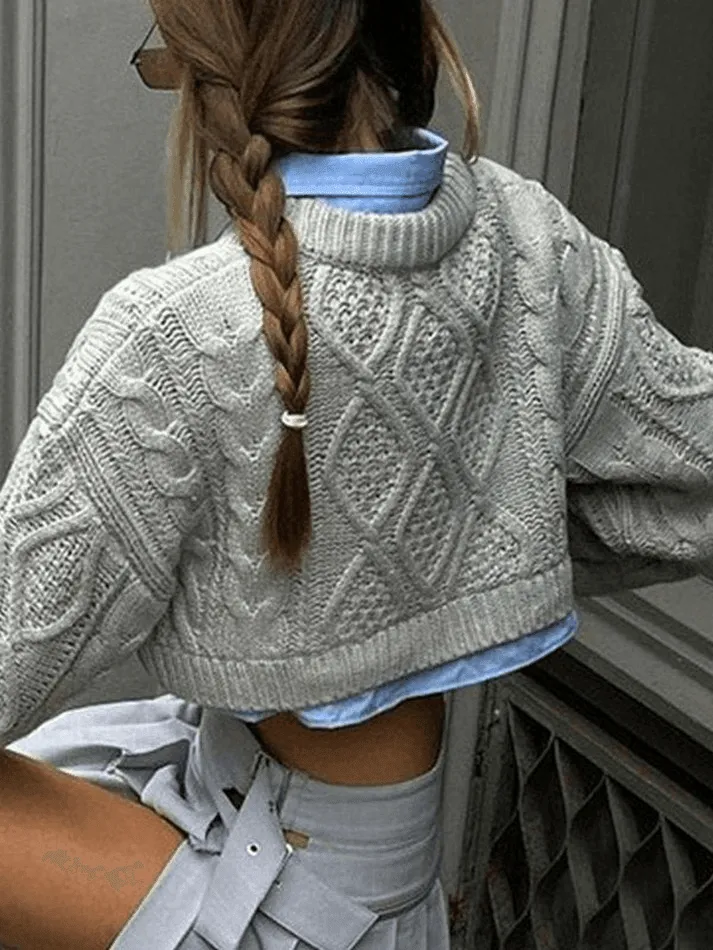 Cable Knit Cropped Sweater