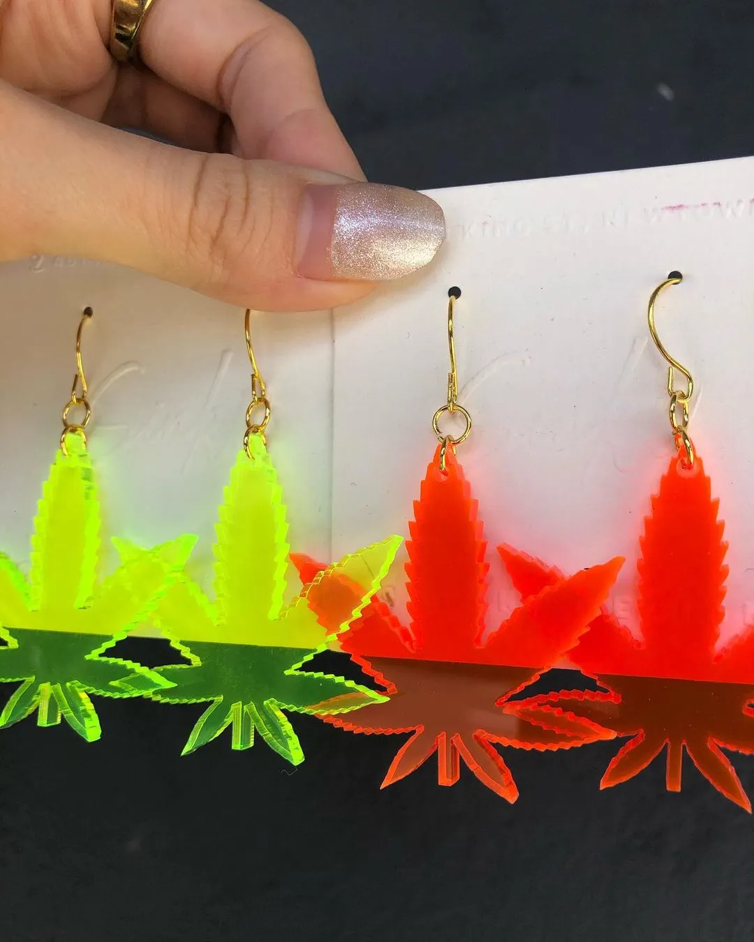 Cannabis Earrings Weed acrylic Neon colour