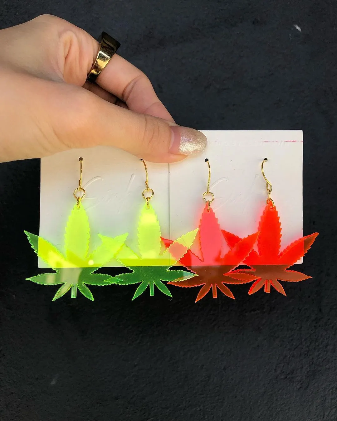 Cannabis Earrings Weed acrylic Neon colour