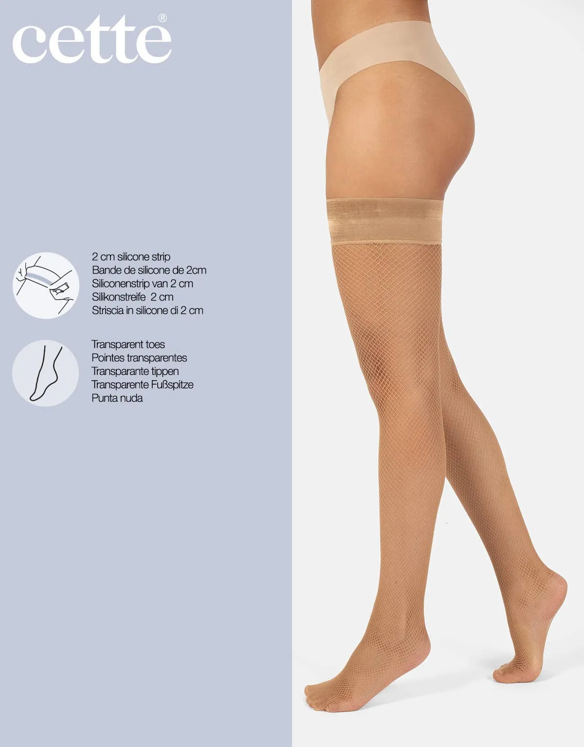 Cette Fishnet Stay Up Thigh High Stockings in Natural