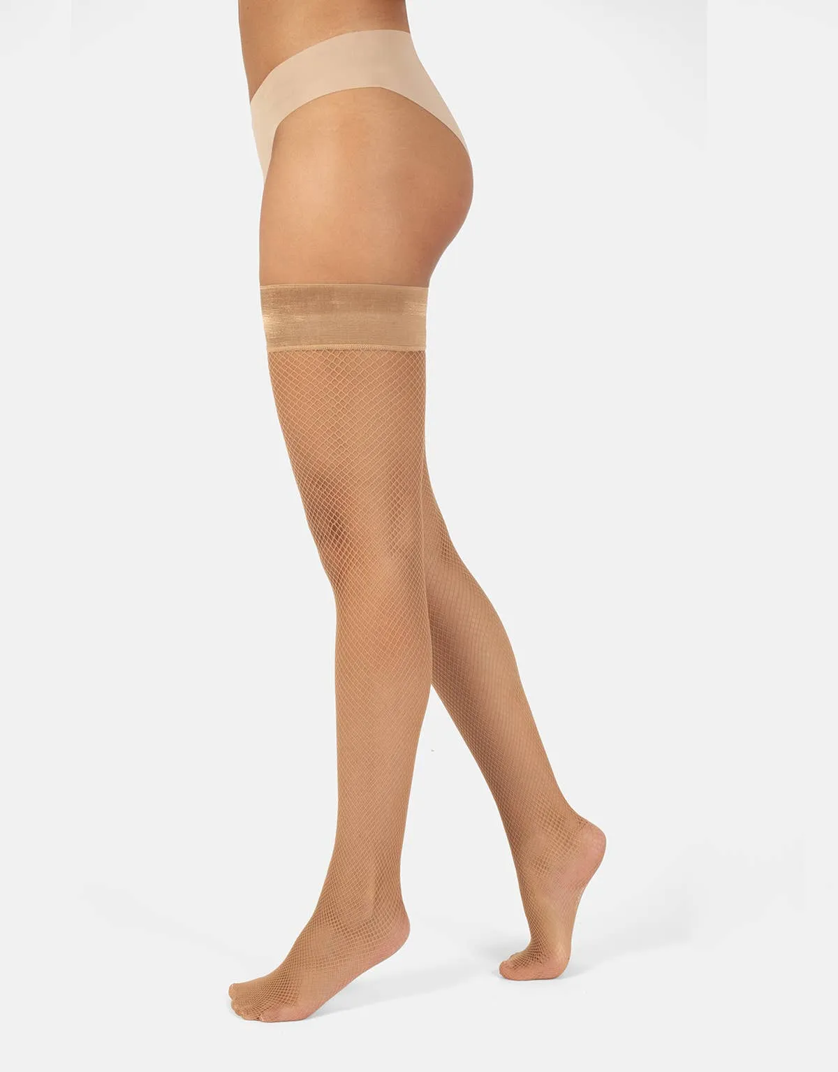 Cette Fishnet Stay Up Thigh High Stockings in Natural